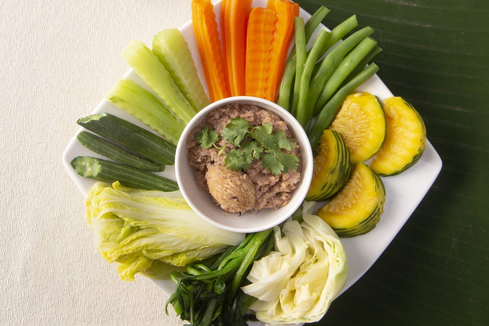 Hog plum paste with steamed vegetables