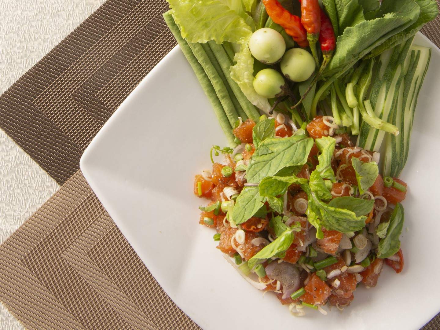 Lao-style salmon larb, second plating