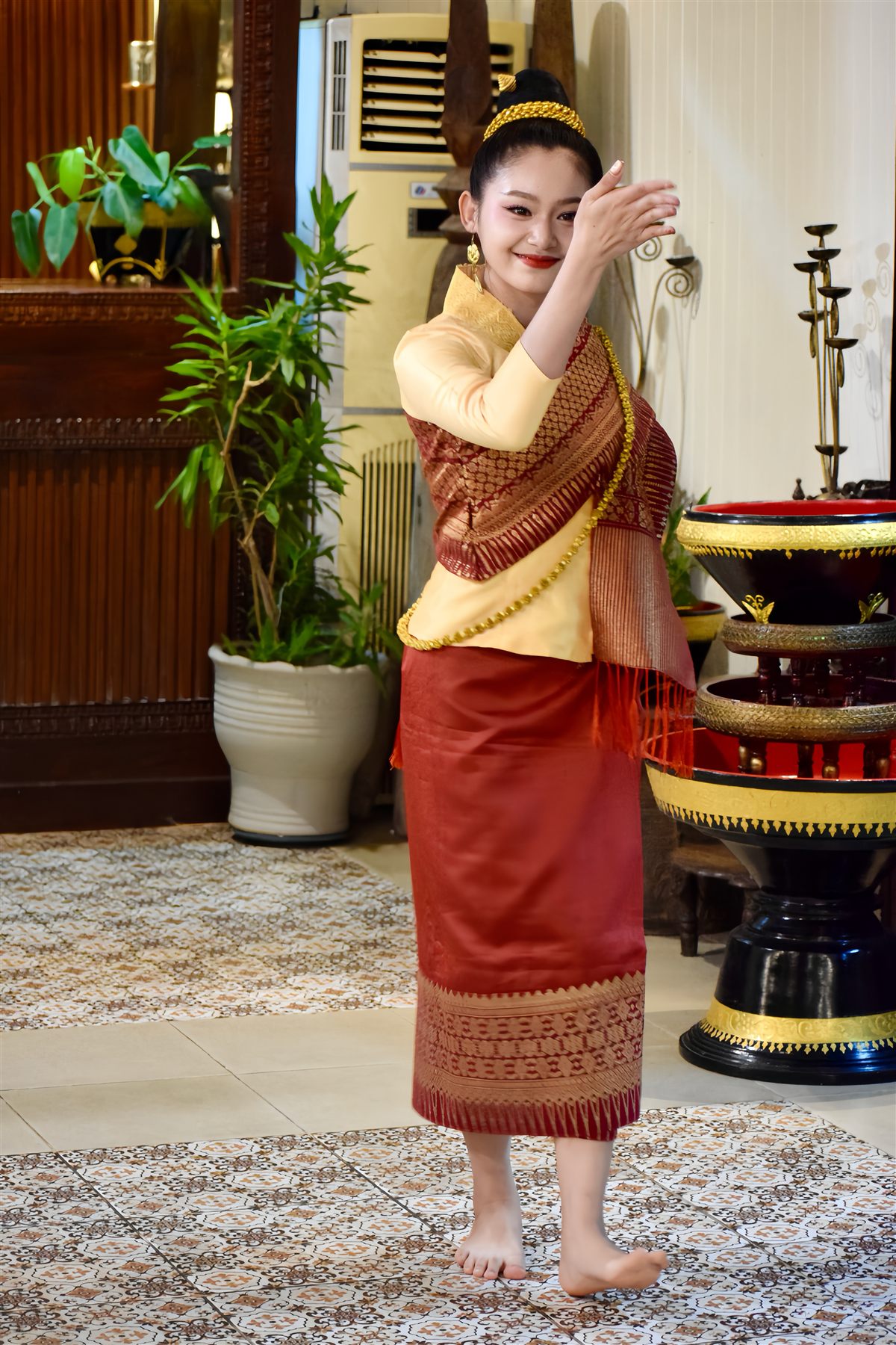 Traditional Lao dancer in full costume